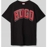 HUGO T-Shirt mit Label-Print in Black, Größe 140 von HUGO