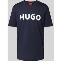 HUGO T-Shirt mit Label-Schriftzug Modell 'DULIVIO' in Dunkelblau, Größe L von HUGO