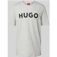 HUGO T-Shirt mit Label-Schriftzug Modell 'DULIVIO' in Hellgrau, Größe L von HUGO