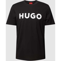 HUGO T-Shirt mit Label-Schriftzug Modell 'DULIVIO' in Black, Größe L von HUGO