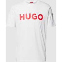 HUGO T-Shirt mit Label-Schriftzug Modell 'DULIVIO' in Weiss, Größe L von HUGO