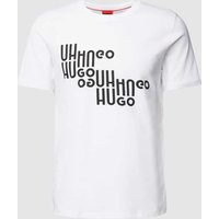 HUGO T-Shirt mit Label-Statement-Print Modell 'Davalon' in Weiss, Größe S von HUGO