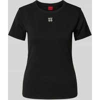 HUGO T-Shirt mit Label-Stitching Modell 'Deloris' in Black, Größe L von HUGO