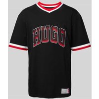 HUGO T-Shirt mit Label-Stitching Modell 'Duava' in Black, Größe M von HUGO