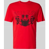 HUGO T-Shirt mit Label- und Motiv-Print Modell 'Durro' in Rot, Größe XL von HUGO