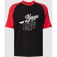 HUGO T-Shirt mit Label- und Statement-Stitching Modell 'Dilife' in Black, Größe S von HUGO