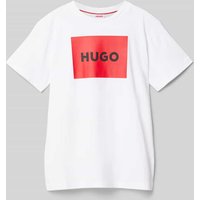 HUGO T-Shirt mit Runfdhalsausschnitt in Weiss, Größe 140 von HUGO