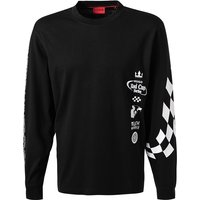 HUGO Herren Longsleeve schwarz Baumwolle von HUGO