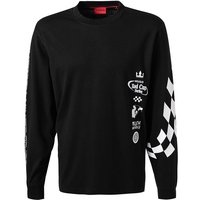 HUGO Herren Longsleeve schwarz Baumwolle von HUGO