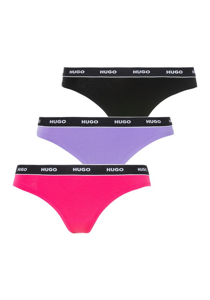 HUGO T-String TRIPLET THONG STRIPE (Packung, 3-St., 3) mit Logoschriftzug auf dem Bund von HUGO