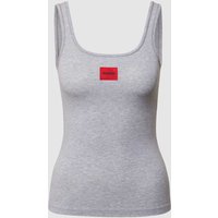 HUGO Tanktop mit Label-Patch in Silber Melange, Größe L von HUGO