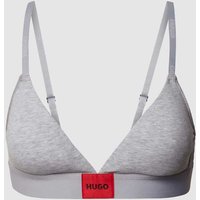 HUGO Triangel-BH mit Label-Patch Modell 'Triangle Red Label' in Silber Melange, Größe XS von HUGO