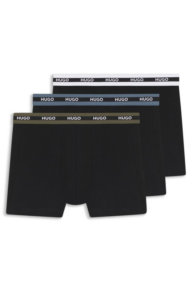 HUGO Trunk BOXERBR TRIPL PLANET kontrastfarbener Bund mit Logo von HUGO