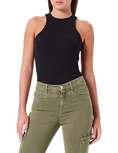 HUGO Damen Classic Tank Ärmelloses Slim-Fit Top aus Gerippter Baumwolle Schwarz XL von HUGO