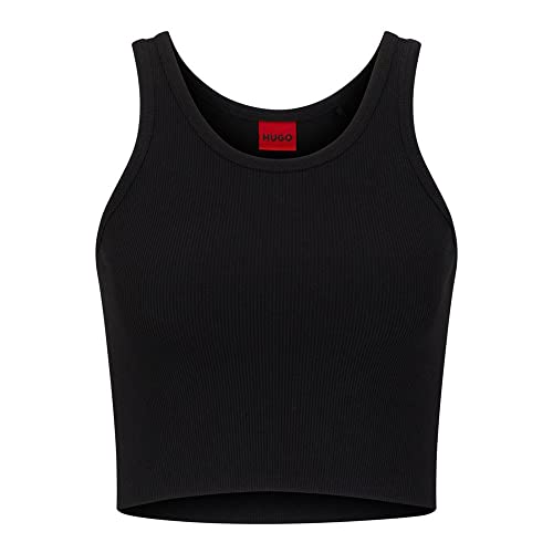 HUGO Women's Dalilly Jersey-Top, Black1, L von HUGO