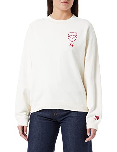 HUGO Women's Demorola_2 Sweatshirt, Open White110, L von HUGO