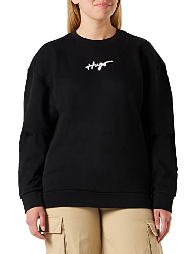 HUGO Women's Easy Crew_2 Sweatshirt, Black1, L von HUGO