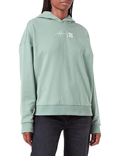 HUGO Women's Relaxed Hoodie Sweatshirt, Open Green375, M von HUGO