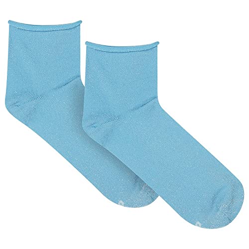 HUGO Women's SH Lurex W Short_Socks, Light/Pastel Blue451, 35-38 von HUGO