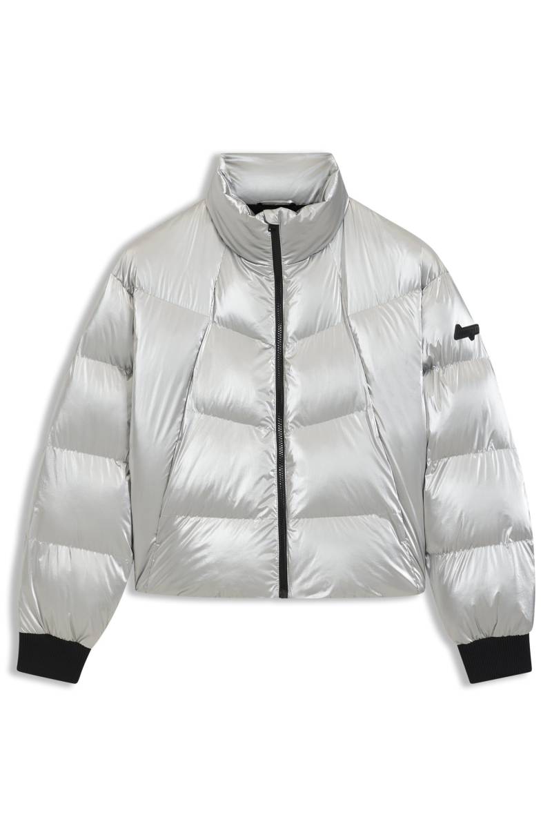 Hochglänzende Steppjacke mit Logo-Aufnäher aus Silikon von HUGO