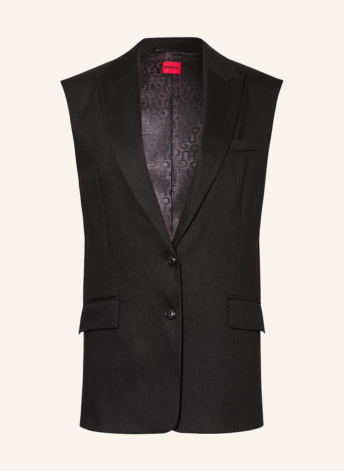 Hugo Blazerweste Amise Mit Leinen schwarz von HUGO