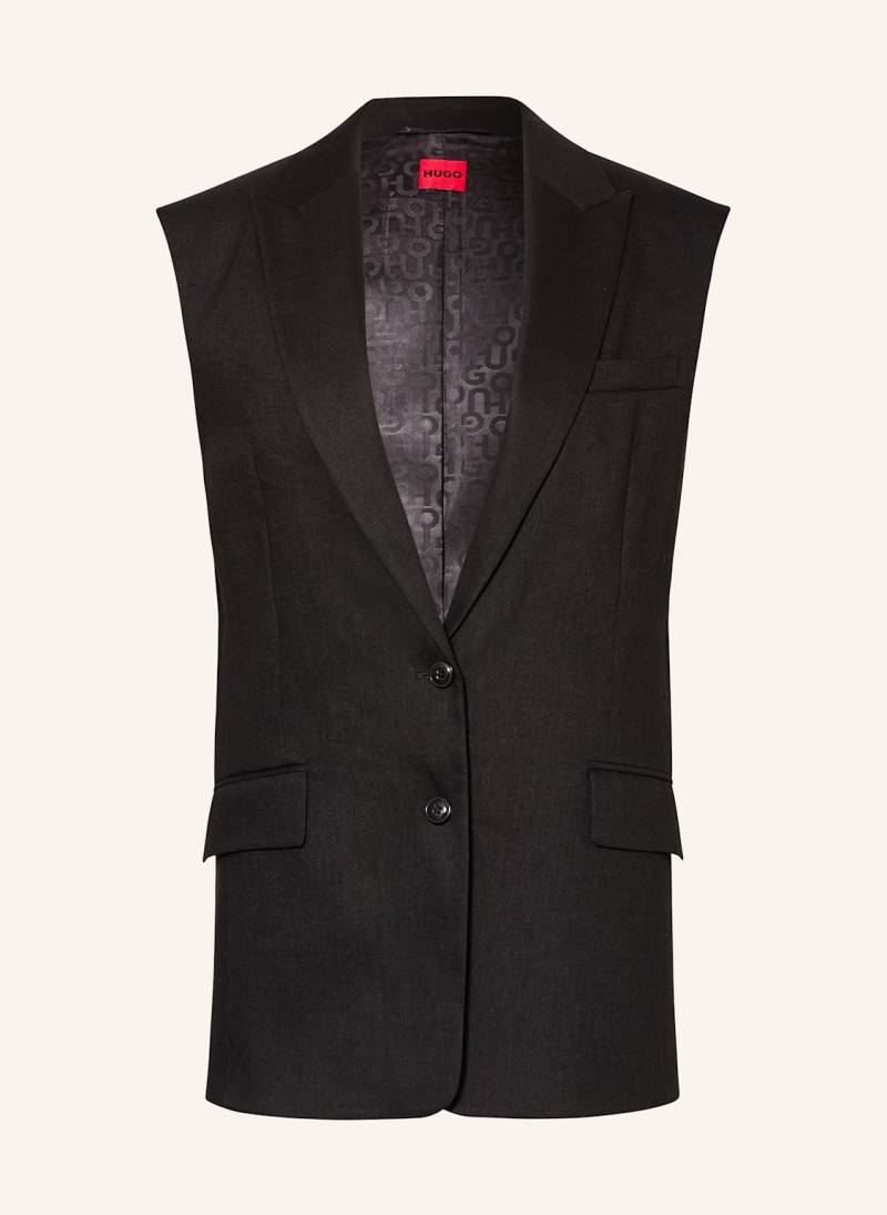 Hugo Blazerweste Amise Mit Leinen schwarz von HUGO