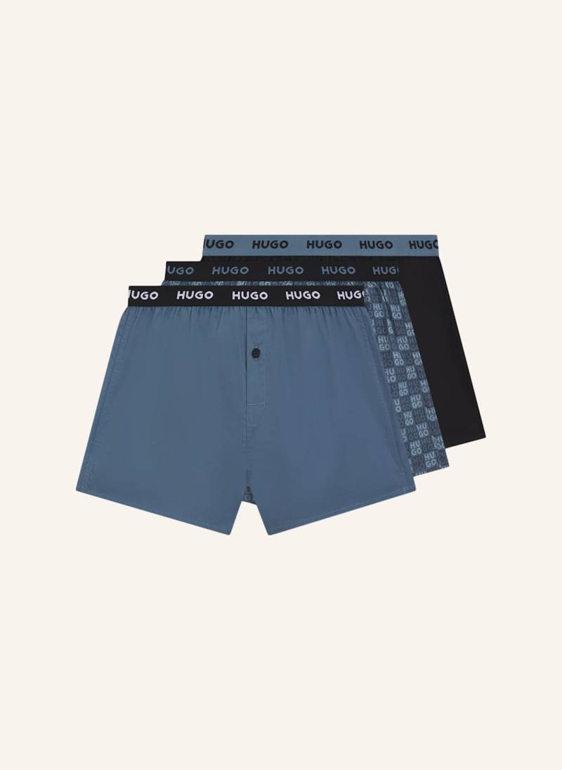 Hugo Boxershort Woven Boxer Triplet schwarz von HUGO