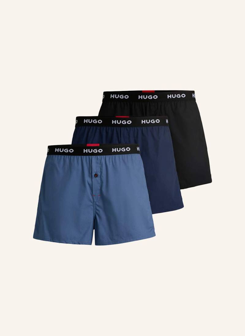 Hugo Boxershort Woven Boxer Triplet schwarz von HUGO