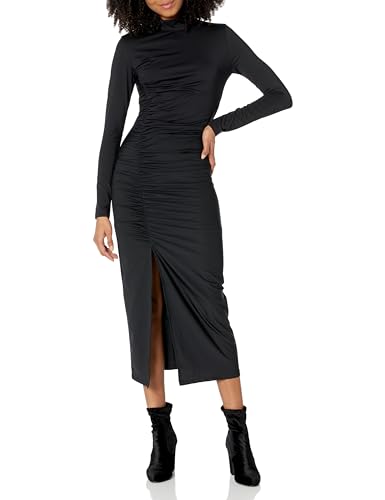 HUGO Damen Slim Fit Langarm Kleid mit Stehkragen, Stormy Black, X-Groß von HUGO