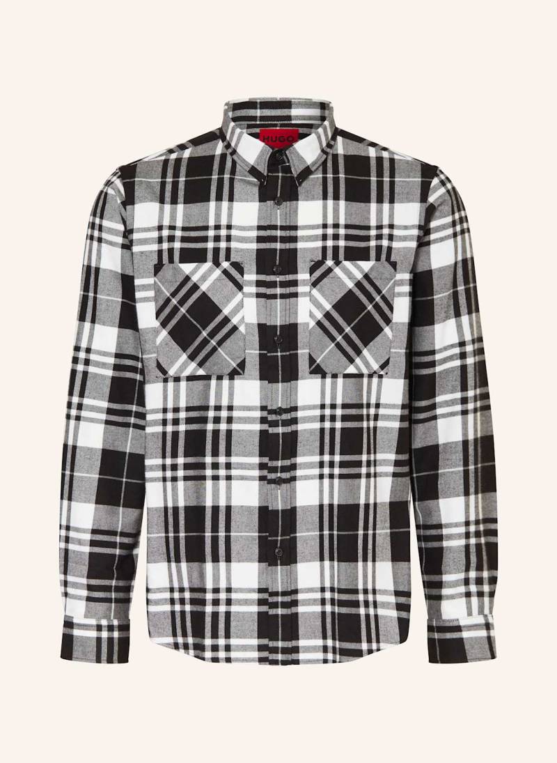 Hugo Flanellhemd Egrin Relaxed Fit schwarz von HUGO