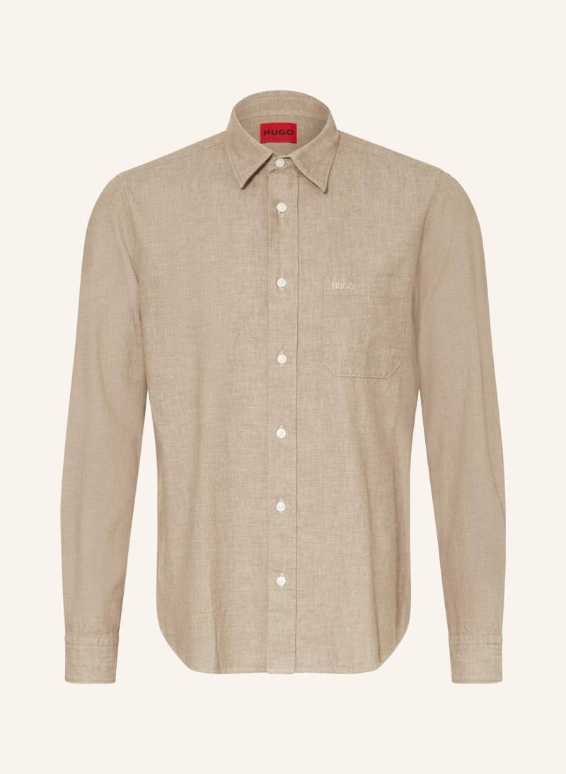 Hugo Hemd Ermano Straight Fit braun von HUGO