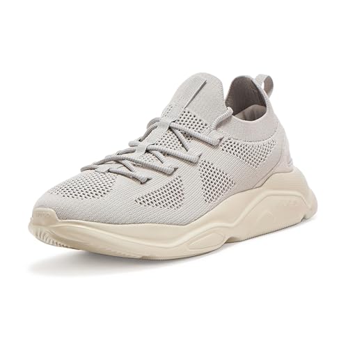 Hugo Herren Leon Knit Sneaker, Grauer Microchip, 43 EU von HUGO