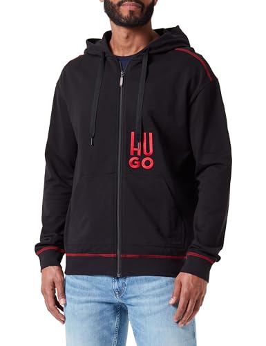Hugo Herren Logo Hood Loungewear Jacket, Black1, L EU von HUGO