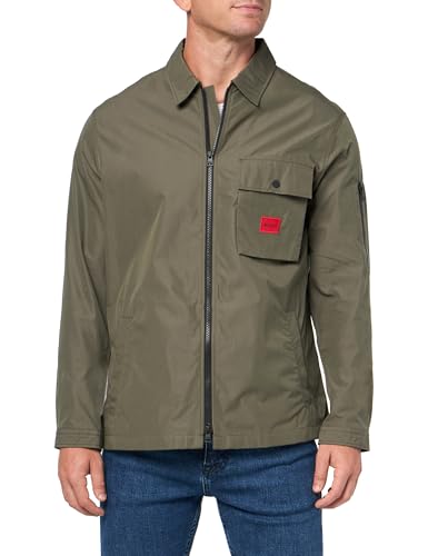 Hugo Herren-Overshirt aus Baumwoll-Mischgewebe, mit Reißverschluss, Spinatgrün, L von HUGO