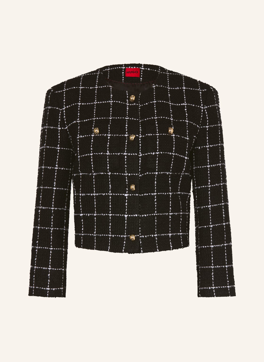 Hugo Kastenjacke Adini Aus Bouclé Mit 3/4-Arm schwarz von HUGO