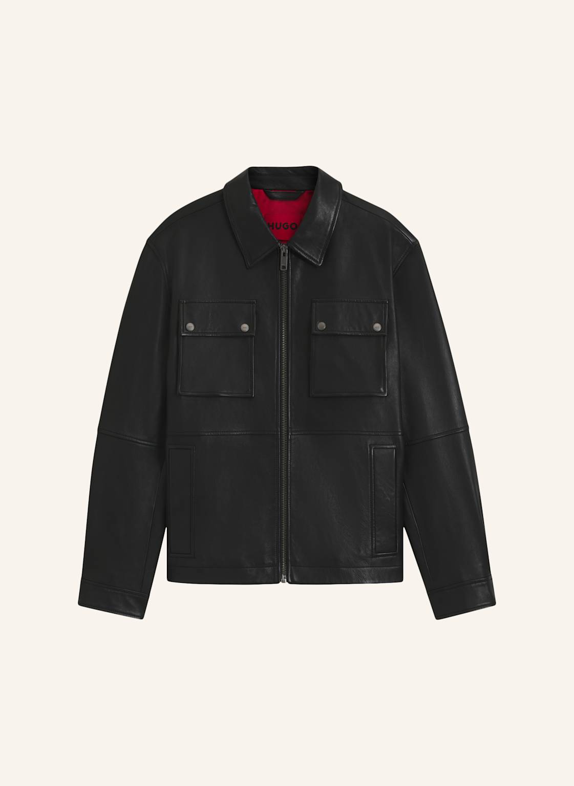 Hugo Lederjacke Lemni Regular Fit schwarz von HUGO