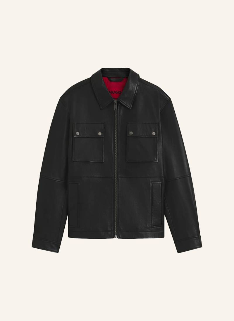 Hugo Lederjacke Lemni Regular Fit schwarz von HUGO