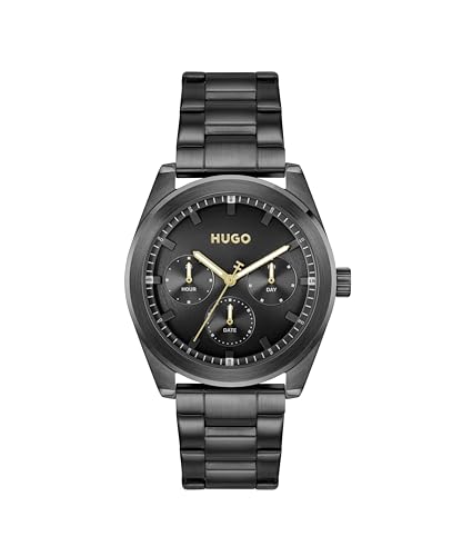 Hugo Multi Zifferblatt Quarz Uhr für Herren Kollektion #Bright Sport mit Schwarzes Edelstahlarmband - 1530426 von HUGO