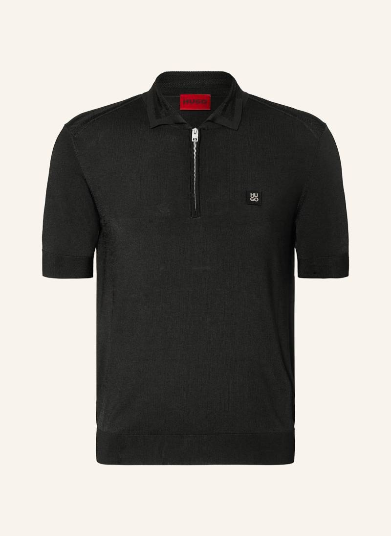 Hugo Strick-Poloshirt Sayfong schwarz von HUGO