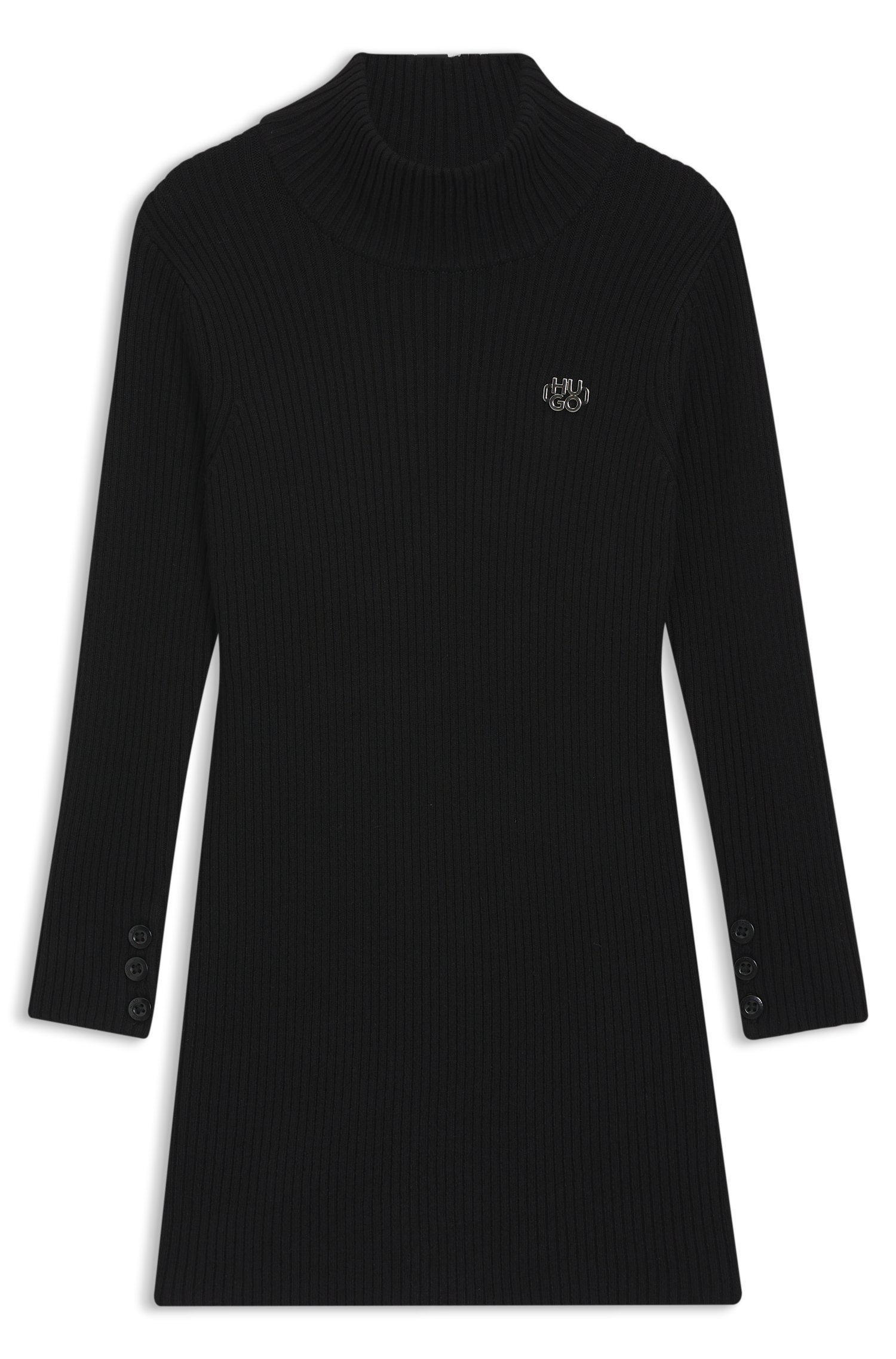 Kids-Kleid aus Stretch-Strick mit Stack-Logo von HUGO