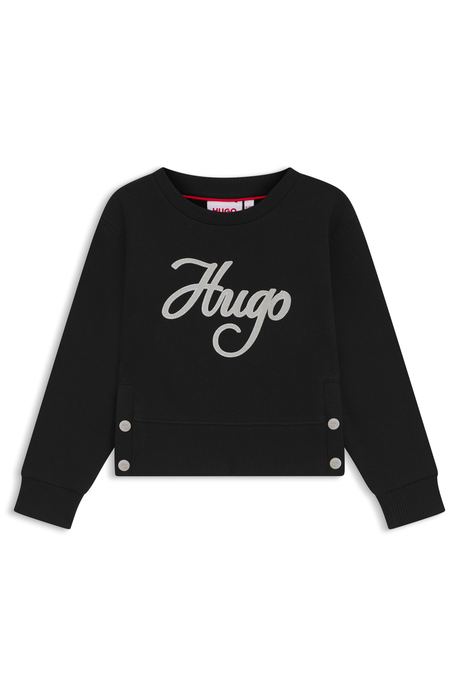 Kids-Sweatshirt aus Fleece aus Baumwoll-Mix mit Script-Logo von HUGO