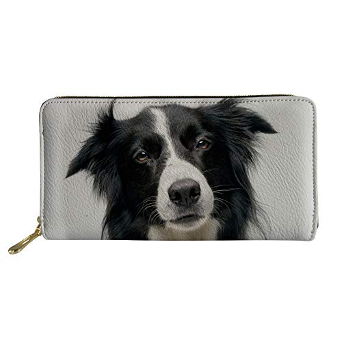 HUGS IDEA Damen-Portemonnaie mit Tier-Design, PU-Leder, lange Geldbörse mit Border Collie, bedruckte Clutch von HUGS IDEA