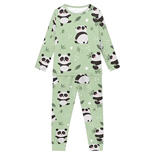 HUGS IDEA 2-teiliges Kinder-Pyjama-Set mit Rundhalsausschnitt, langärmeliges T-Shirt mit Lounge-Hose für Jungen und Mädchen, Panda, 5-6 Jahre von HUGS IDEA