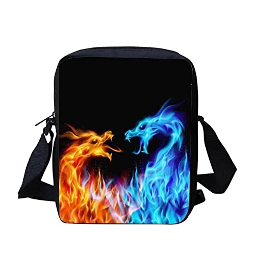 HUGS IDEA Kleine Umhängetasche mit Tiergesicht, Feuerdrache, Small von HUGS IDEA