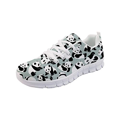 HUGS IDEA Bedruckter Sneaker für den Alltag, Freizeitschuhe, Tier-Cartoon-Totenkopf, Krankenschwester, lustiges Muster, ultraleicht, Joggen, Laufen, Sportschuhe, Canvas-Taschen-Set, Panda 1, 38 EU von HUGS IDEA