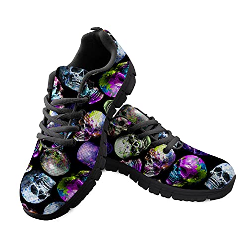 HUGS IDEA Bunt Bemalte SchäDel Frauen SchnüRschuhe - Atmungsaktive Turnschuhe Mode Sneaker Freizeitschuhe Sportliche StraßEnlaufschuhe EU 39 von HUGS IDEA