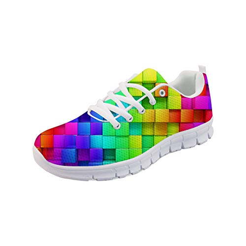 HUGS IDEA Bunte, legere atmungsaktive Mesh-Sneakers, weiblich, weich, bequem, Straßenschuhe, flache Schuhe, - bunt 4 - Größe: 42.5 EU von HUGS IDEA
