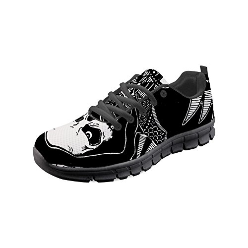 HUGS IDEA Cooler Skull Print Athletic Walking Jogging Schuhe Air Mesh Atmungsaktiv Lauftrainer Sport Sneakers für Herren-EU Größe 41 von HUGS IDEA