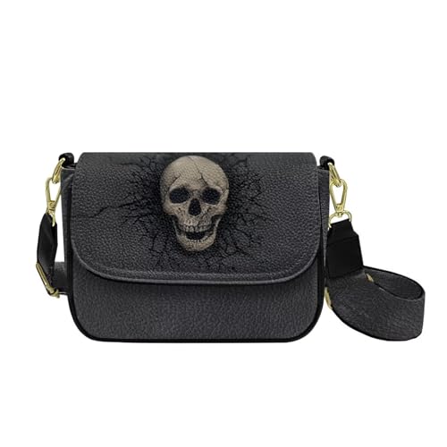 HUGS IDEA Crossbody Geldbörse für Damen, Leder, Schultertasche, trendige Hobo-Tasche mit breitem Riemen, Gothic-Totenkopf, Einheitsgröße von HUGS IDEA