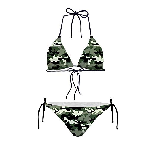 HUGS IDEA Damen Bikini, gepolstert, Camouflage, 2-teilig, verstellbar Gr. Large, Camouflage 6 von HUGS IDEA